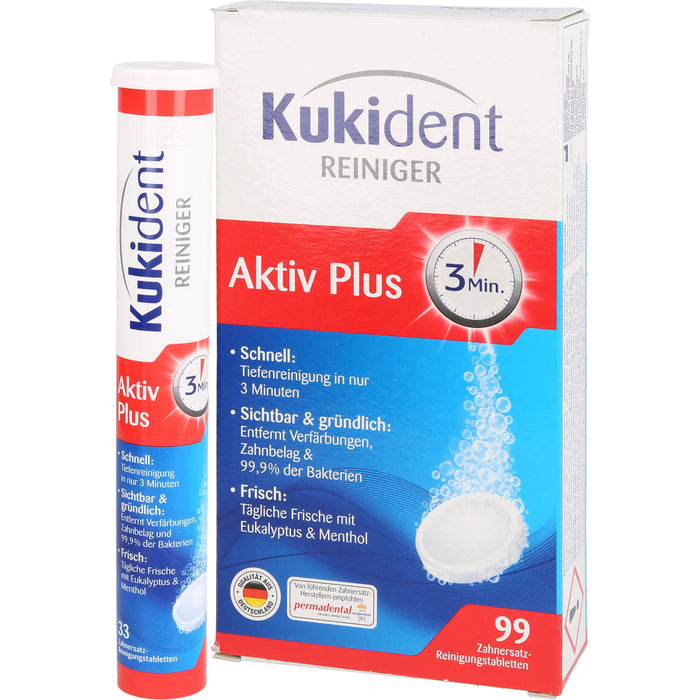 Kukident Aktiv Plus Zahnersatz-Reinigungstabletten, 99 pcs. Tablets