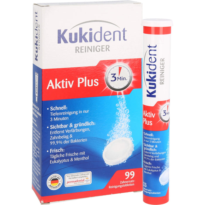 Kukident Aktiv Plus Zahnersatz-Reinigungstabletten, 99 pc Tablettes