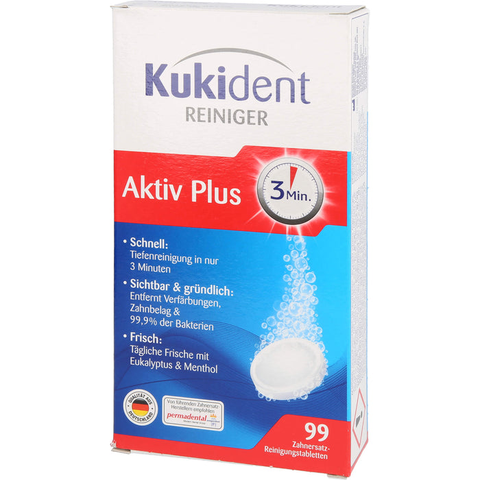 Kukident Aktiv Plus Zahnersatz-Reinigungstabletten, 99 pc Tablettes