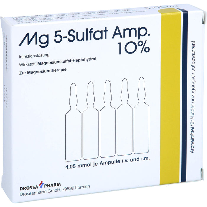 Mg 5-Sulfat Amp. 10% Injektionslösung zur Magnesiumtherapie, 5 St. Ampullen