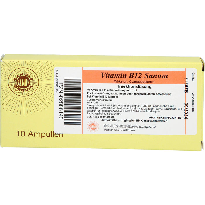 Vitamin B12 Sanum Injektionslösung, 10 pc Ampoules