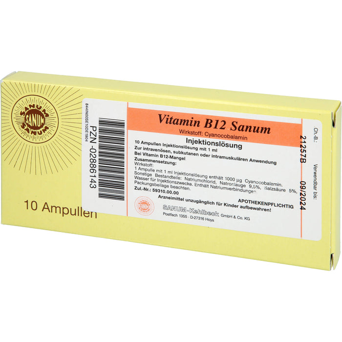 Vitamin B12 Sanum Injektionslösung, 10 pc Ampoules