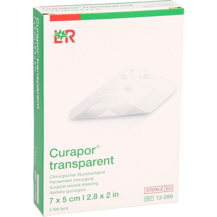 Curapor transparent steril 7 x 5 cm Chirurgischer Wundverband, 5 pcs. Patch