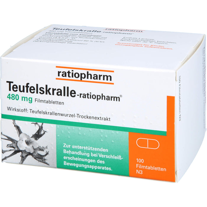 Teufelskralle-ratiopharm Filmtabletten bei Verschleißerscheinungen des Bewegungsapparates, 100 pcs. Tablets