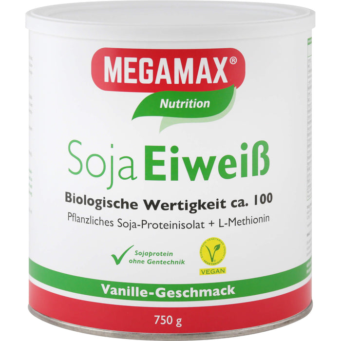 MEGAMAX Soja Eiweiß Pulver Vanille-Geschmack, 750 g Powder