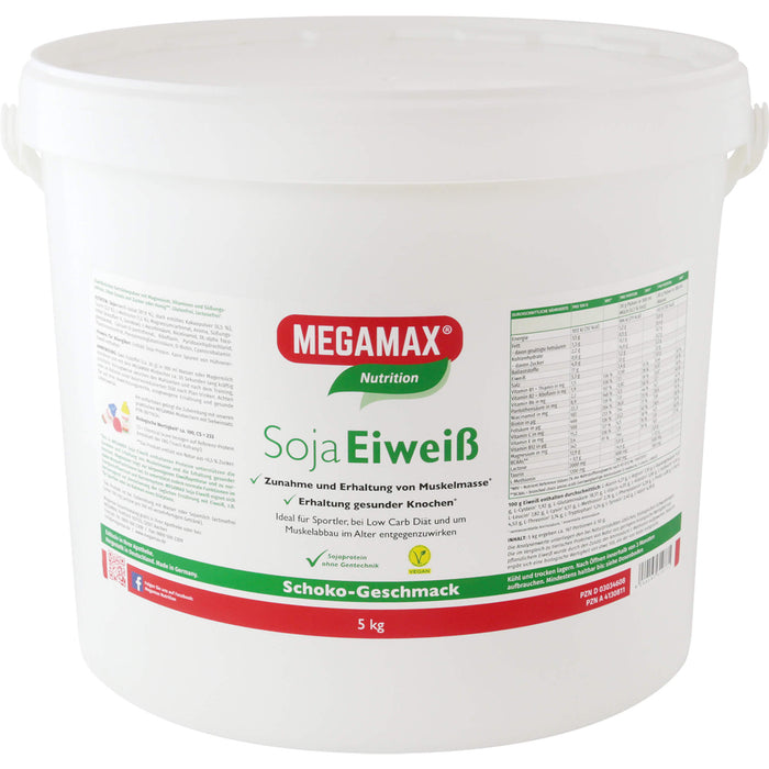 MEGAMAX Nutrition Soja Eiweiß Pulver Schoko-Geschmack, 5000 g Powder