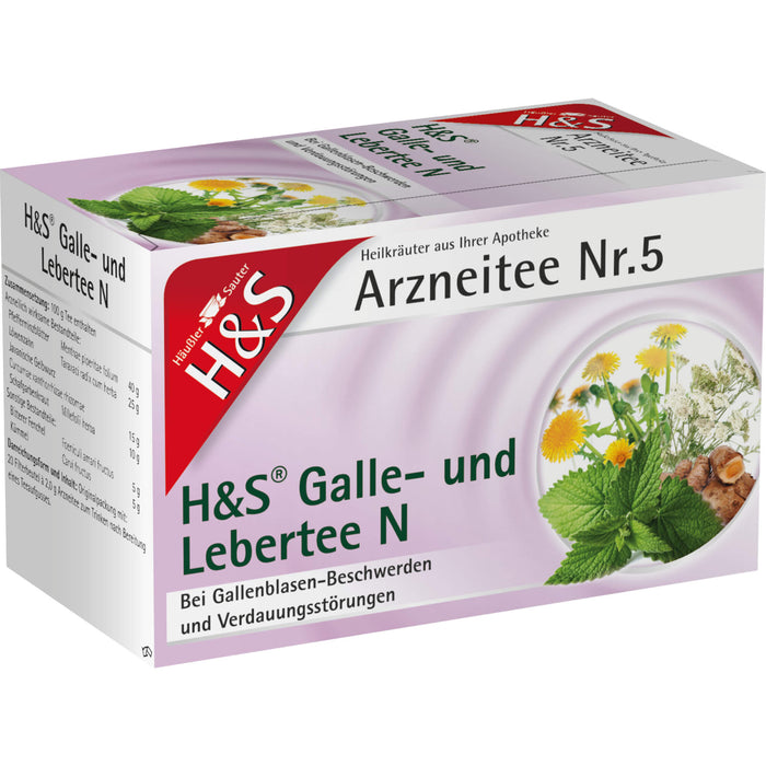 H&S Galle- und Lebertee N Arzneitee Nr. 5 Filterbeutel, 20 St. Filterbeutel