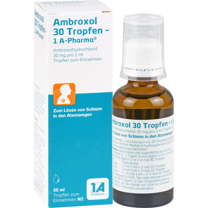 1A Pharma Ambroxol 30 Tropfen zum Lösen von Schleim in den Atemwegen, 50 ml Solution