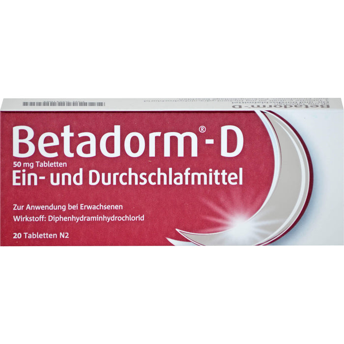 Betadorm-D 50 mg Tabletten Ein-und Durchschlafmittel, 20 pcs. Tablets