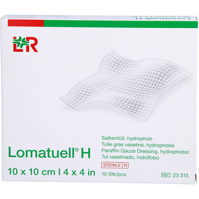 Lomatuell H 10 cm x 10 cm sterile Salbentüll, 10 pc pansement