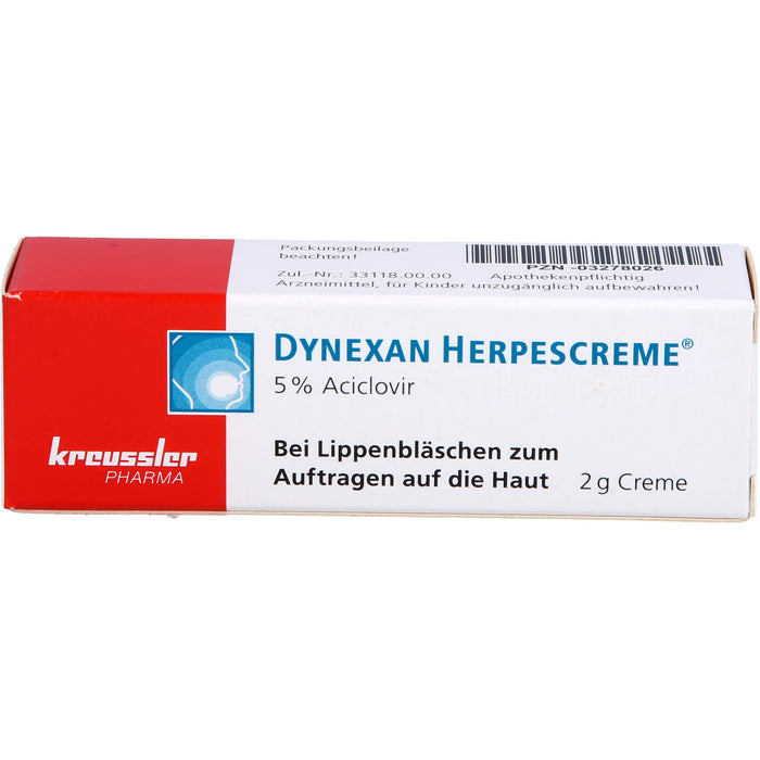 DYNEXAN Herpescreme mit 5 % Aciclovir bei Lippenbläschen, 2 g Creme