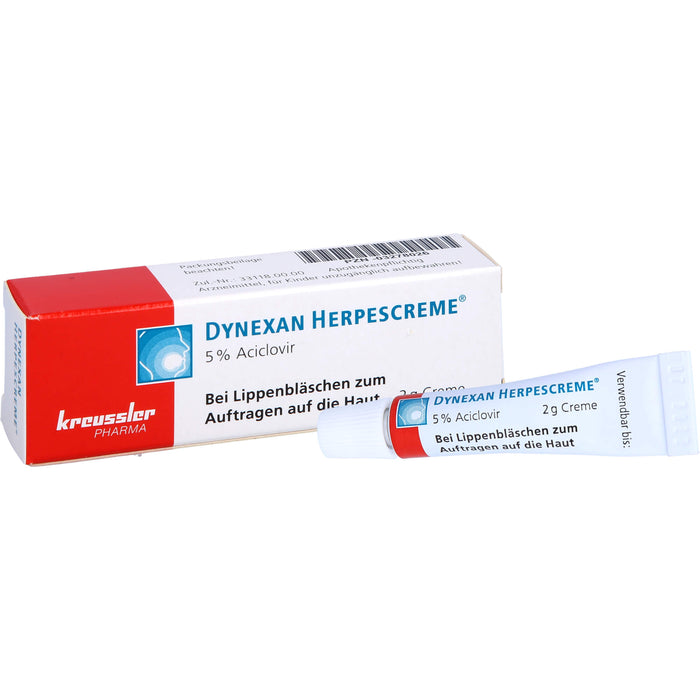 DYNEXAN Herpescreme mit 5 % Aciclovir bei Lippenbläschen, 2 g Creme