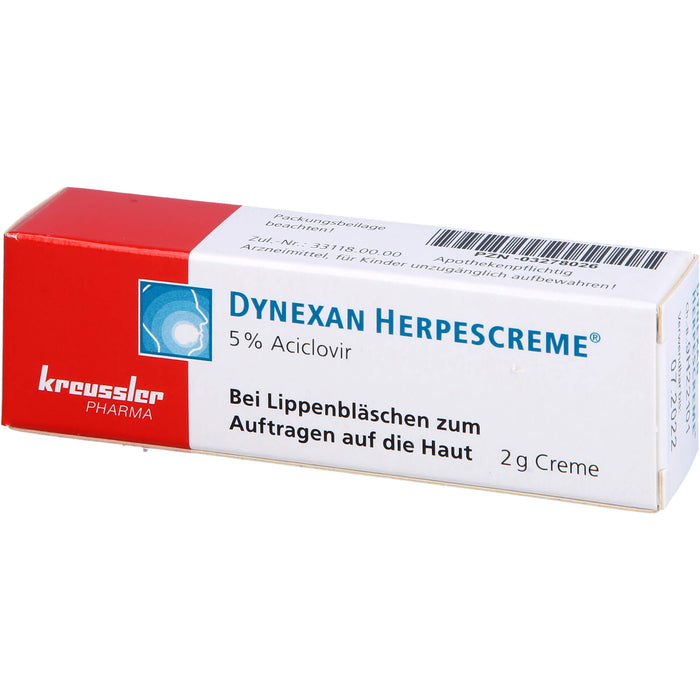 DYNEXAN Herpescreme mit 5 % Aciclovir bei Lippenbläschen, 2 g Cream