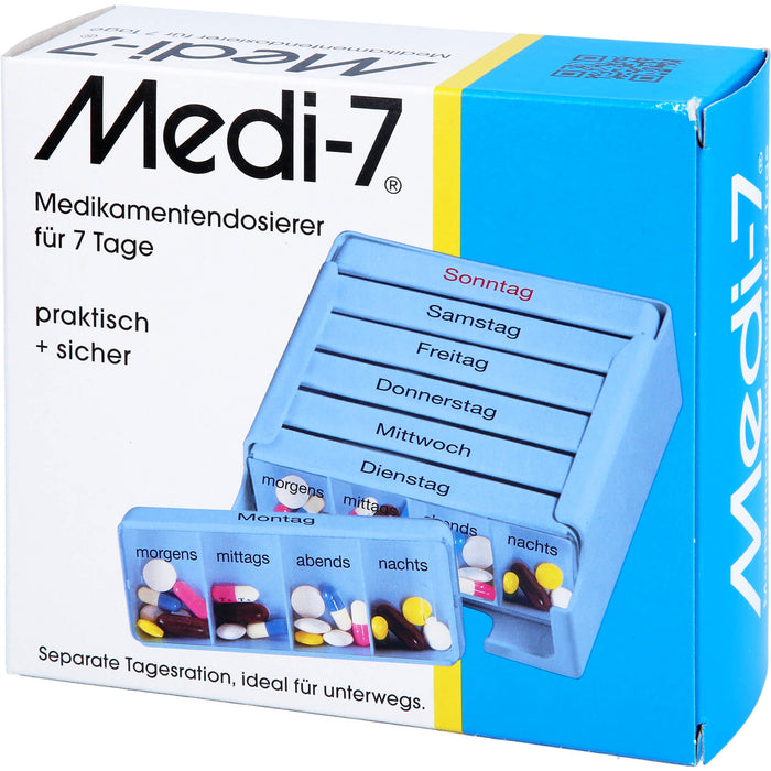 Medi-7 Medikamentendosierer für 7 Tage, blau, 1 pcs. Box