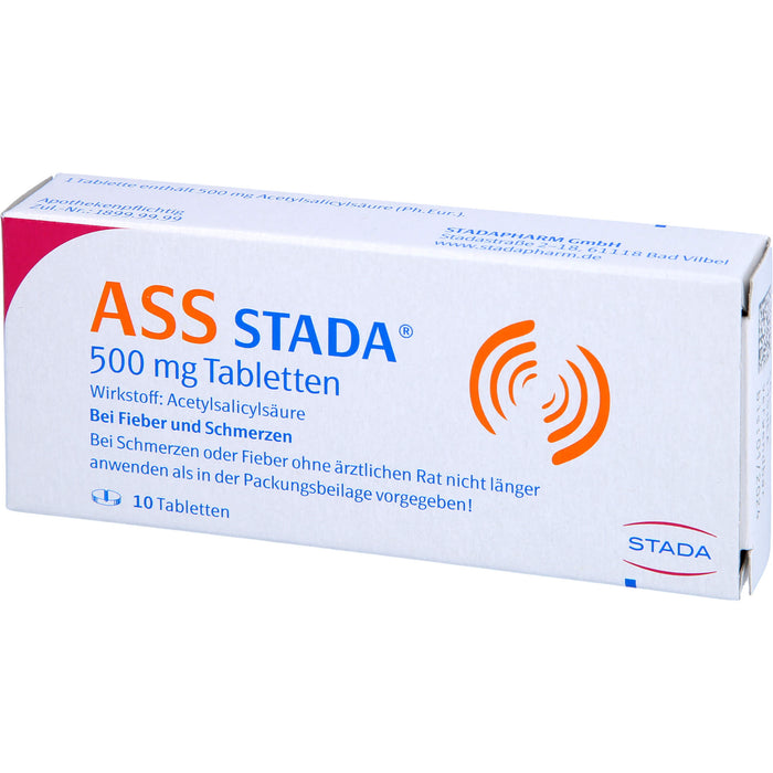 ASS STADA 500 mg Tabletten bei Fieber und Schmerzen, 10 St. Tabletten