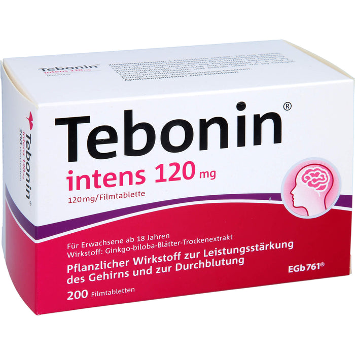 Tebonin intens 120 mg Filmtabletten zur Leistungsstärkung des Gehirns und zur Durchblutung, 200 pcs. Tablets