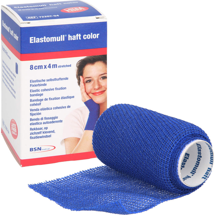 Elastomull haft 4mx8cm color blau, 1 St. Binde