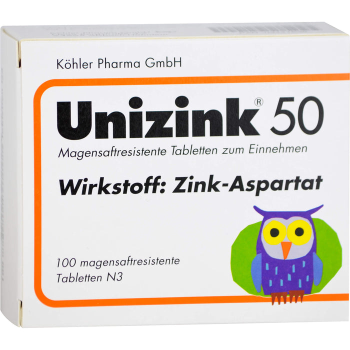 Unizink 50 mg magensaftresistente Tabletten, 100 St. Tabletten