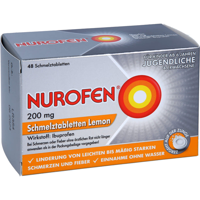 Nurofen Schmelztabletten Lemon bei Kopfschmerzen ab 6 Jahren 200mg, 48 pc Tablettes