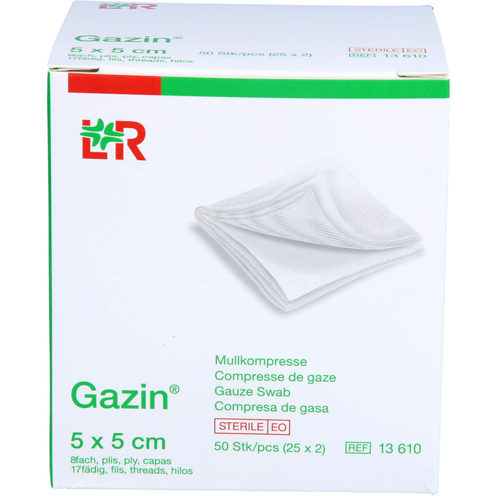 Gazin Kompressen steril 5 x 5 cm, 50 pc Compresses