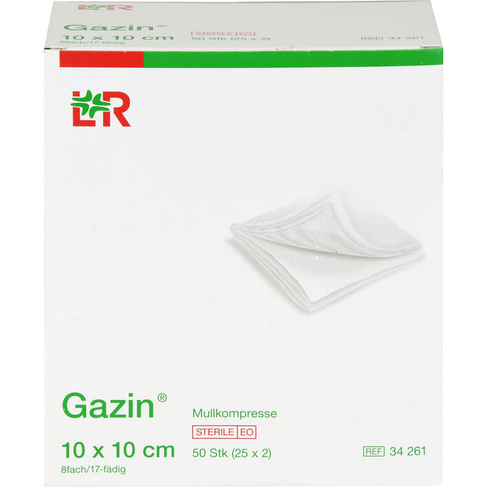 Gazin steril 10 x 10 cm 8 fach Mullkompressen, 50 pc Compresses