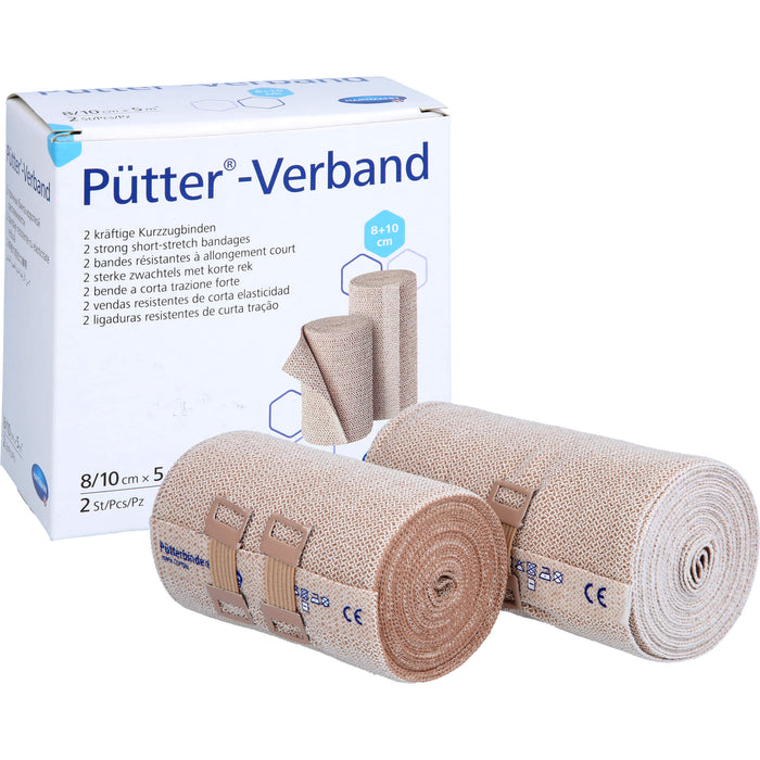 Pütter-Verband kräftige Kurzzugbinden 8 - 10 cm x 5 m, 2 pcs. Pack