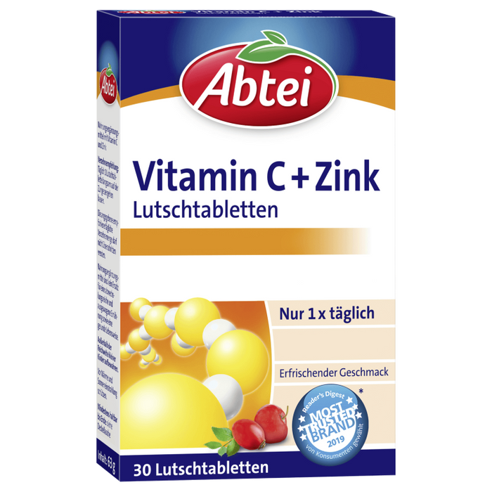 Abtei Vitamin C + Zink Lutschtabletten, 30 pc Tablettes