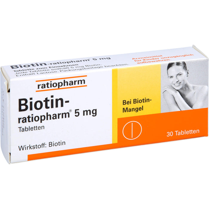 Biotin-ratiopharm 5 mg Tabletten bei Biotin-Mangel, 30 pcs. Tablets