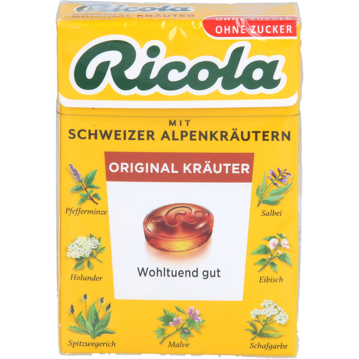 Ricola Schweizer Kräuterbonbons Box Kräuter Original zuckerfrei, 50 g Candies