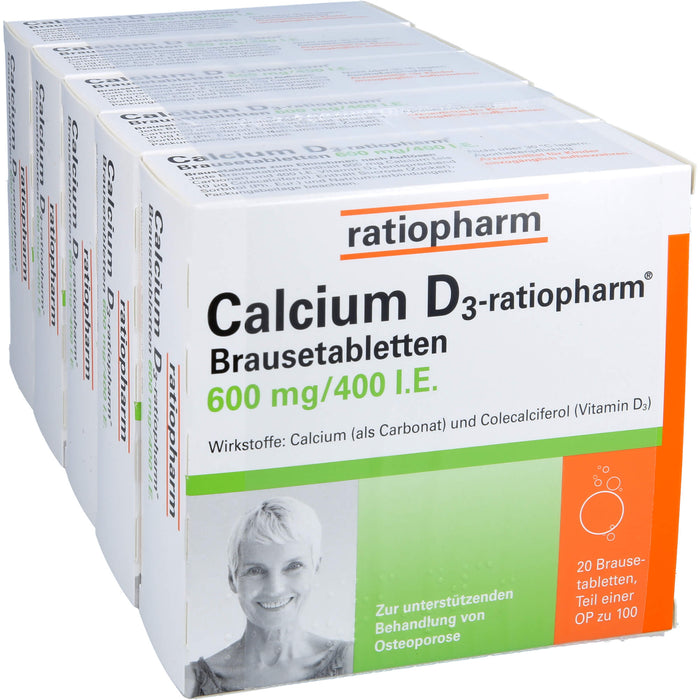 Calcium D3-ratiopharm Brausetabletten bei Osteoporose, 100 pc Tablettes