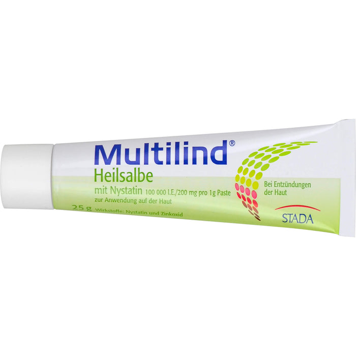 Multilind Heilsalbe mit Nystatin bei Entzündungen der Haut, 25 g Creme