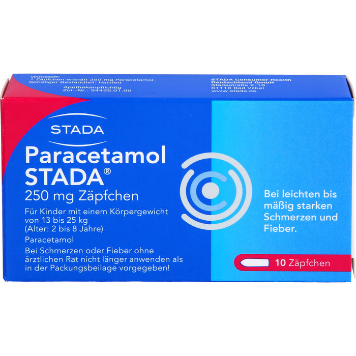 Paracetamol STADA 250 mg Zäpfchen, 10 pc Suppositoires