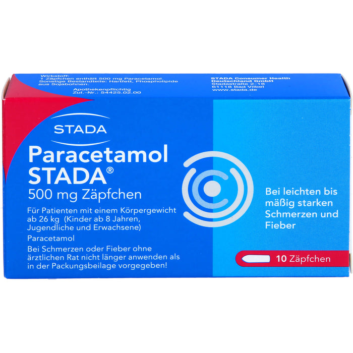 Paracetamol STADA 500 mg Zäpfchen bei Schmerzen und Fieber, 10 pc Suppositoires