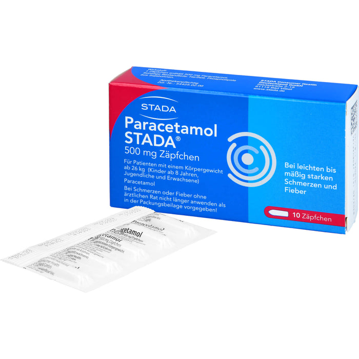 Paracetamol STADA 500 mg Zäpfchen bei Schmerzen und Fieber, 10 pcs. Suppositories