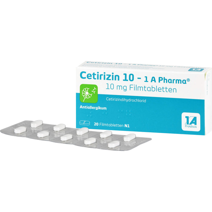 Cetirizin 10 - 1 A Pharma Filmtabletten Antiallergikum, 20 St. Tabletten