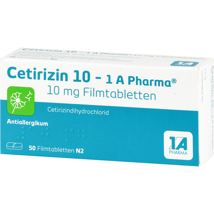 1A Pharma Cetirizin 10 mg Filmtabletten, 50 pcs. Tablets