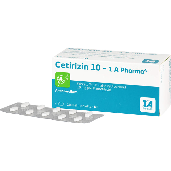 Cetirizin 10 - 1 A Pharma, 10 mg Filmtabletten, 100 pc Tablettes