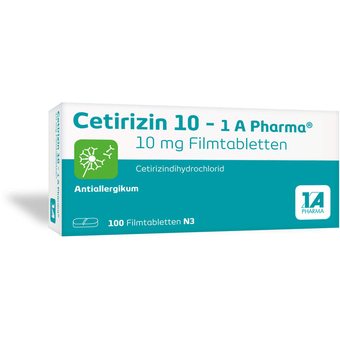 Cetirizin 10 - 1 A Pharma, 10 mg Filmtabletten, 100 pcs. Tablets