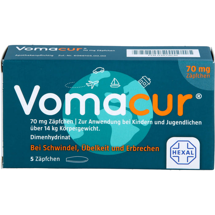 Vomacur 70 mg Zäpfchen, 5 St. Zäpfchen