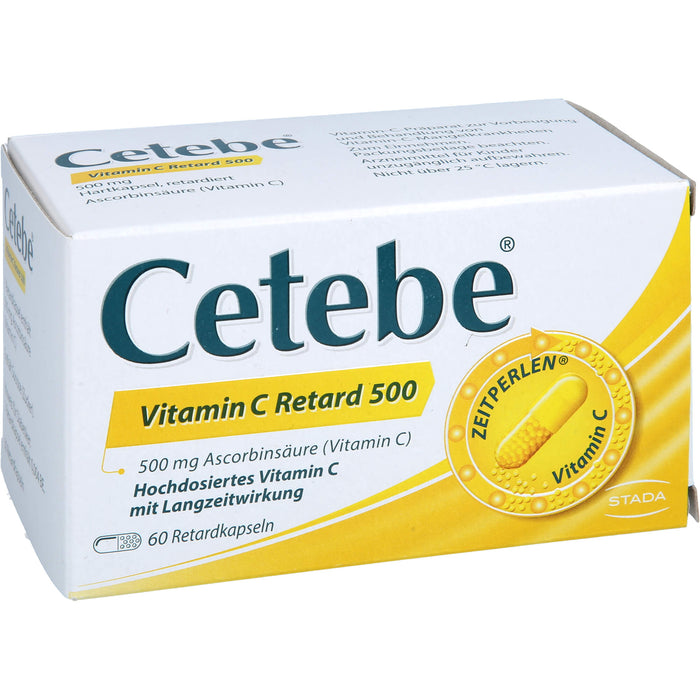 Cetebe Vitamin C Retard 500 Hartkapseln, 60 St. Kapseln