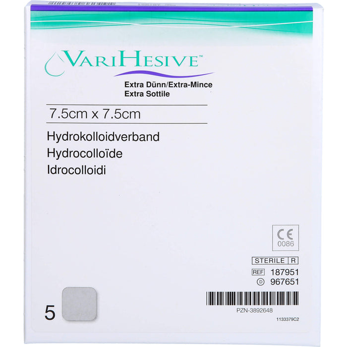 VariHesive extra dünn Hydrokolloidverband 7,5 cm x 7,5 cm, 5 St. Wundauflagen