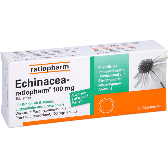 Echinacea-ratiopharm 100 mg Tabletten pflanzliches Immunstimulanz, 20 pc Tablettes