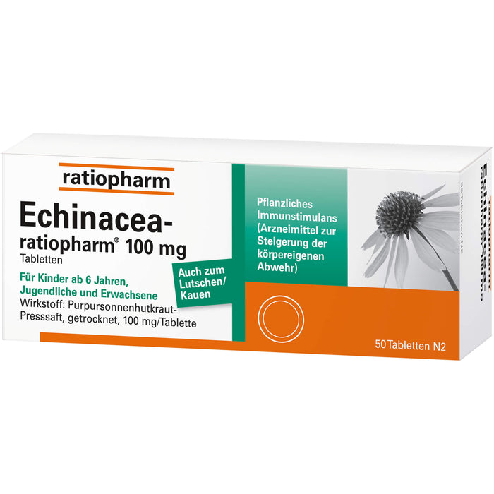 Echinacea-ratiopharm 100 mg Tabletten zur Steigerung der körpereigenen Abwehr, 50 St. Tabletten