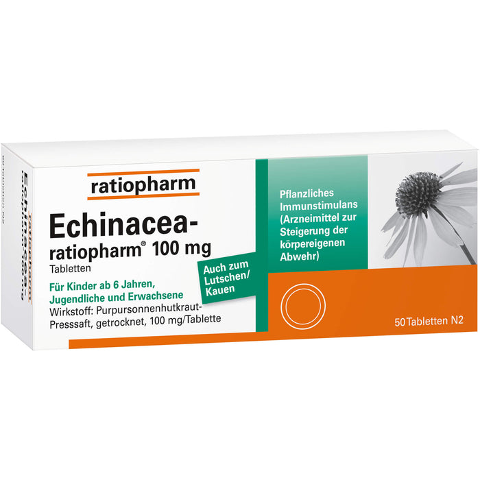 Echinacea-ratiopharm 100 mg Tabletten zur Steigerung der körpereigenen Abwehr, 50 pcs. Tablets