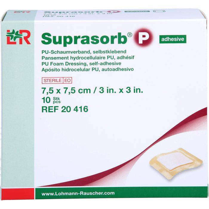 Suprasorb P selbstklebend steril 7,5x7,5cm Schaumv, 10 St VER