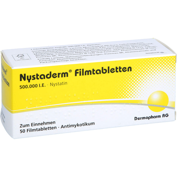 Dermapharm Nystaderm Filmtabletten bei nystatinempfindlicher Hefepilzinfektionen, 50 St. Tabletten