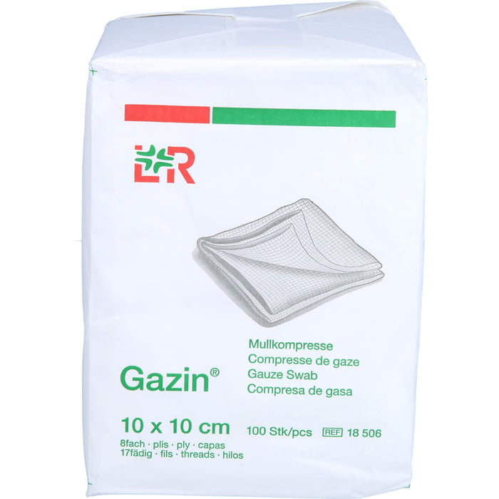 Gazin Mullkompresse 10 cm x 10 cm steril 8fach, 100 pcs. Compresses