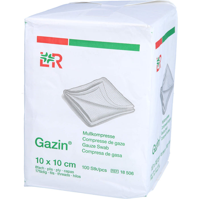 Gazin Mullkompresse 10 cm x 10 cm steril 8fach, 100 pc Compresses