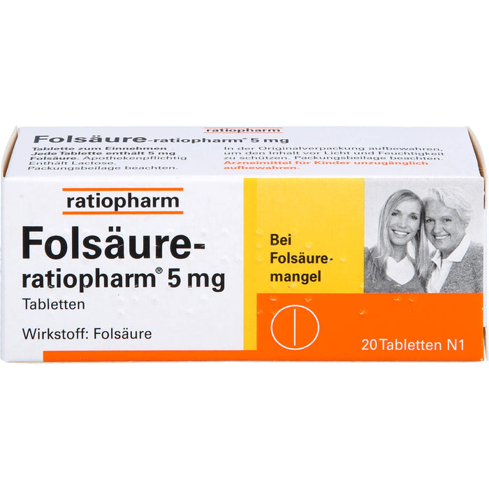 Folsäure-ratiopharm 5 mg Tbl., 20 pcs. Tablets