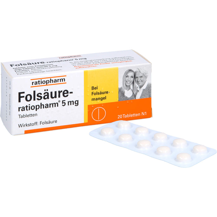 Folsäure-ratiopharm 5 mg Tbl., 20 pcs. Tablets